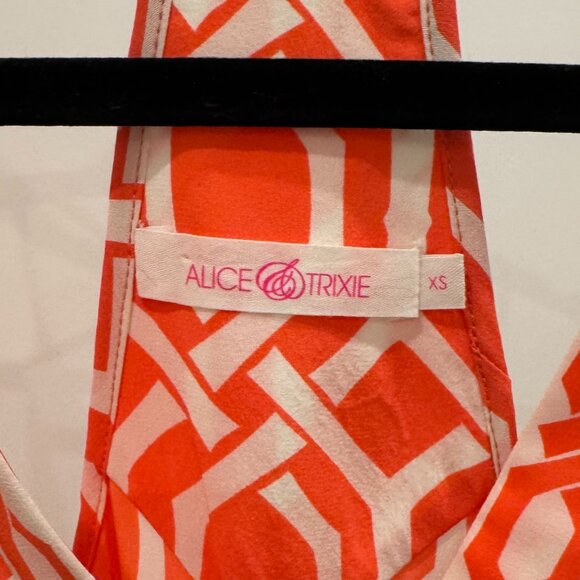 Alice & Trixie 60s Mod Print Tank Top, Pink & White Silk, XSmall - Picture 3 of 6